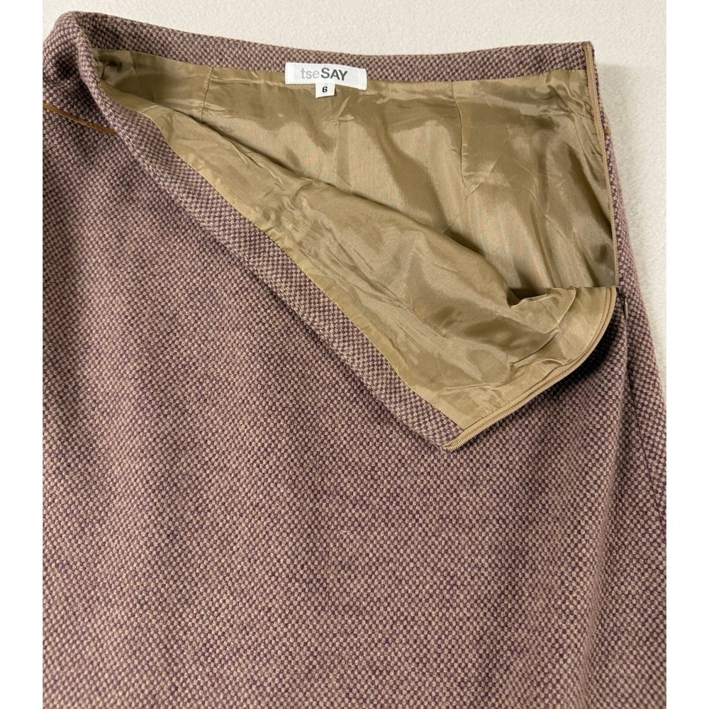 Vintage Skirt Tweed Wool Cashmere Classic Old Money 80s Academia Sz 6 Pink Mauve - Picture 7 of 12